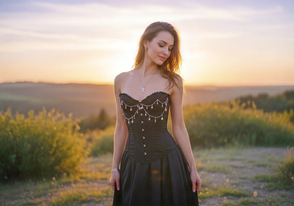 Czarna sukienka gorsetowa